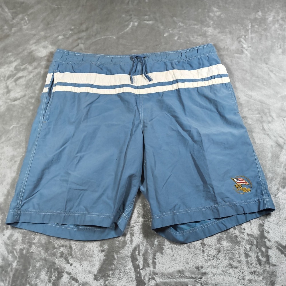 Polo Ralph Lauren Swim Trunks Men XXL Blue Striped Nautical Crest Maritime Lined